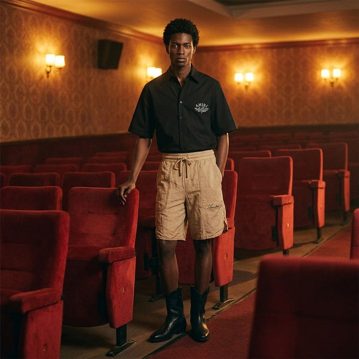 Script Linen Garment-Dyed Shorts | Amiri | Club21 - lifestyle