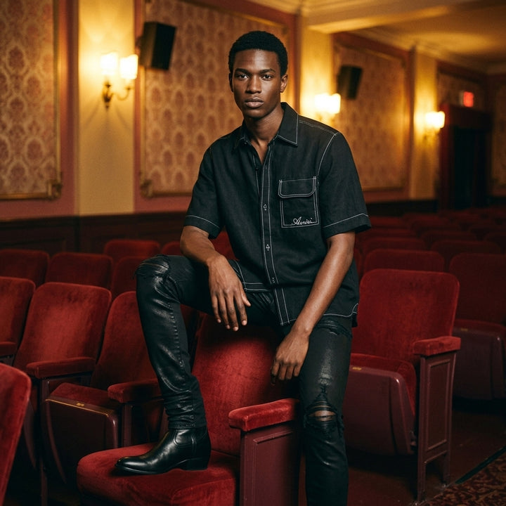 Script Linen Short Sleeve Shirt | Amiri | Club21 - lifestyle