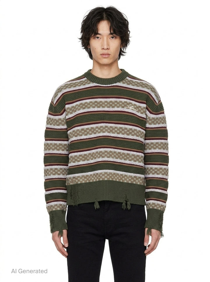 Western Logo Striped Sweater | Amiri | Club21 - front