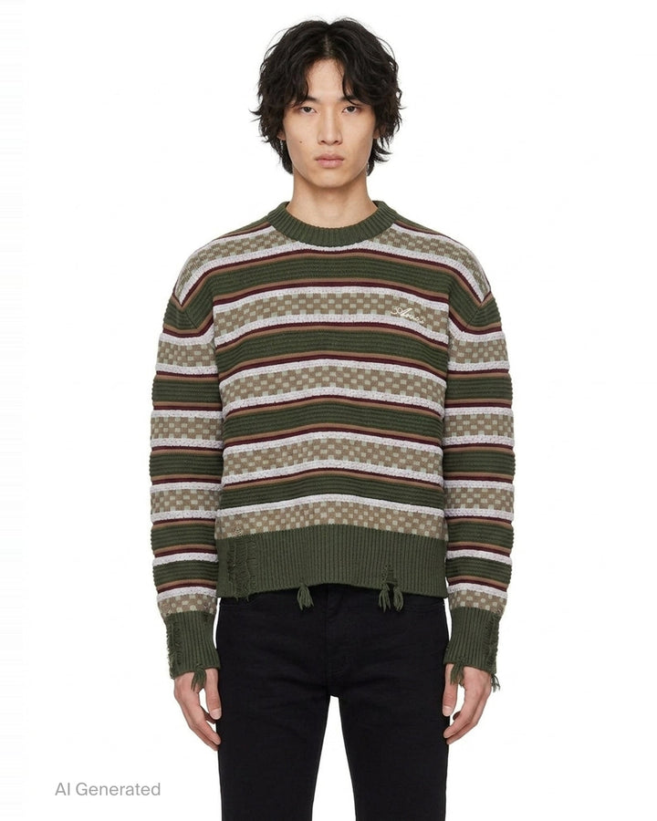 Western Logo Striped Sweater | Amiri | Club21 - front