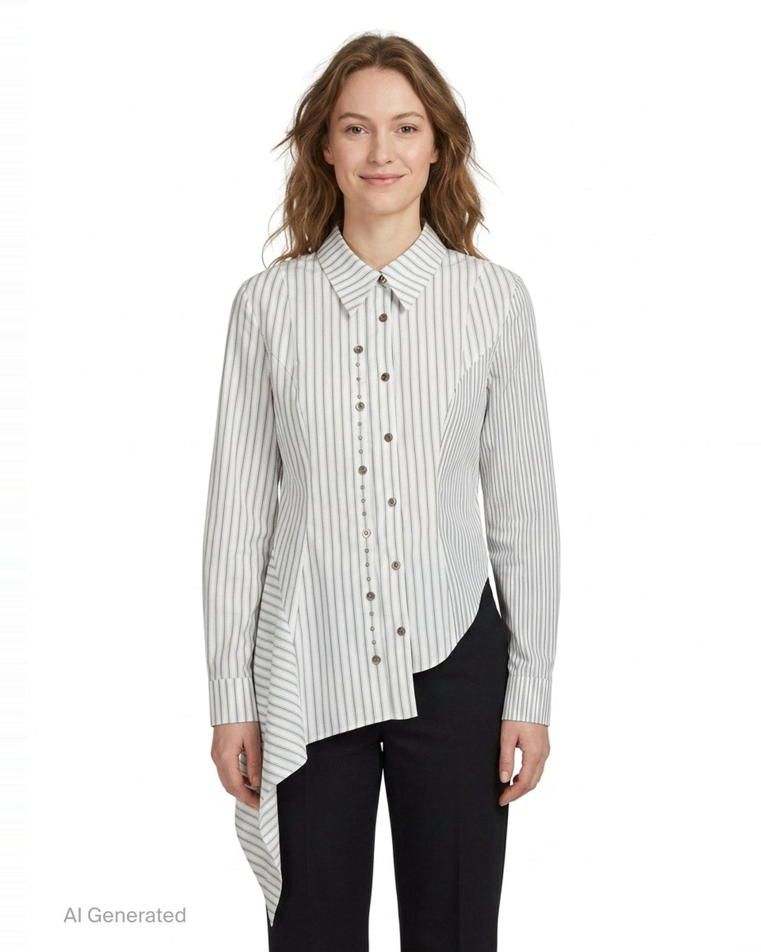 Asymmetric Studded Stripe Shirt | Andersson Bell | Club21 - front