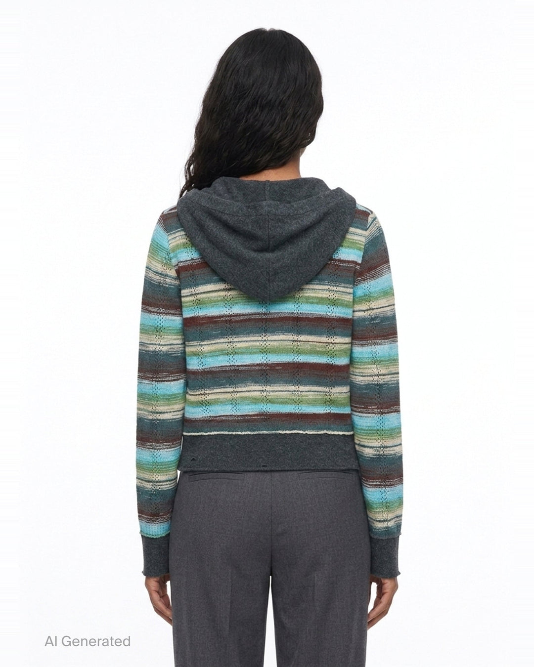 Layered Multi-Stripe Hooded Cardigan | Andersson Bell | Club21 - back