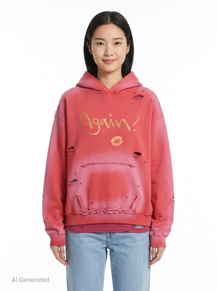 Spray Washed Distressed Hoodie | Andersson Bell | Club21 - front