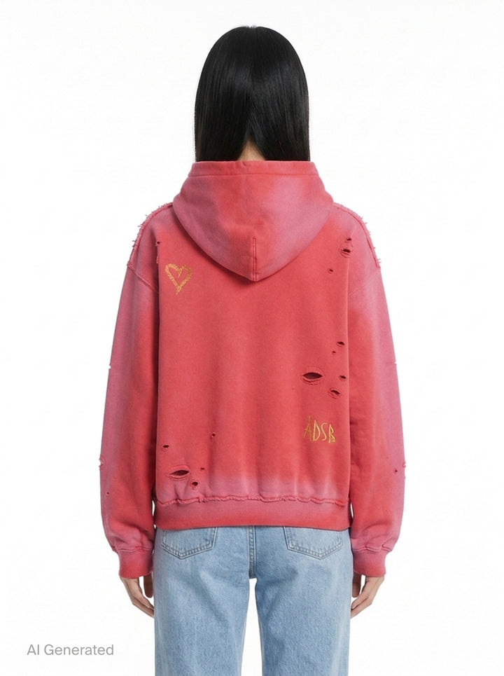 Spray Washed Distressed Hoodie | Andersson Bell | Club21 - back