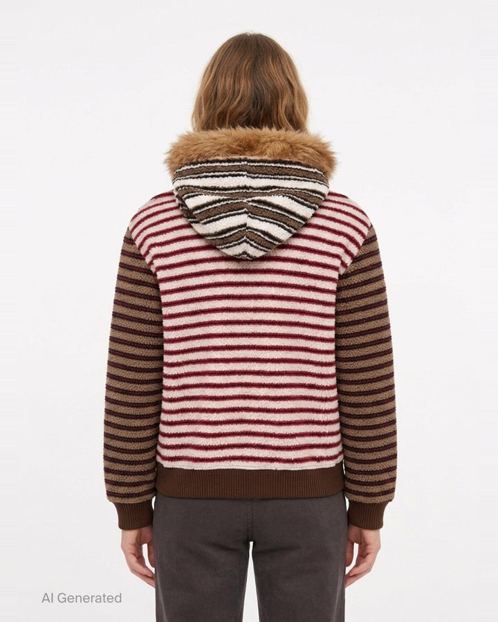 Stripe Patchwork Fleece Hoodie | Andersson Bell | Club21 - back