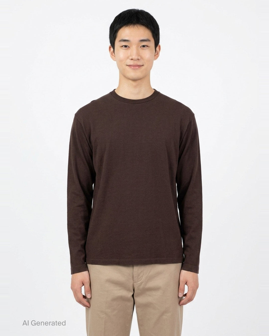 Brushed Organic Cotton Long Sleeve Tee | Auralee | Club21 - front