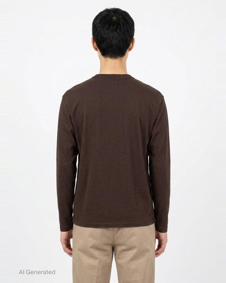 Brushed Organic Cotton Long Sleeve Tee | Auralee | Club21 - back