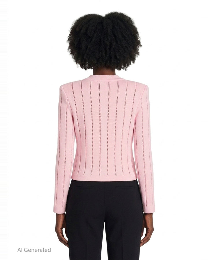 Buttoned Flèchage Knit Cardigan | Balmain | Club21 - back