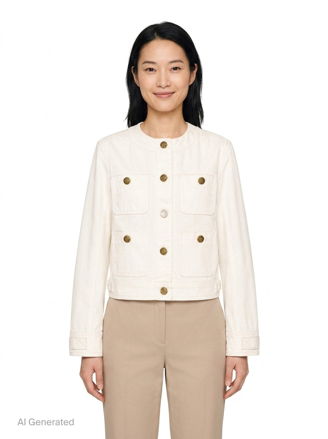 Four Pocket Round Collar Denim Jacket | Balmain | Club21 - front