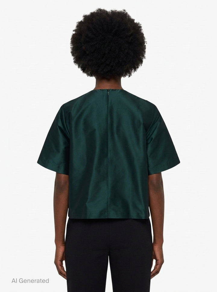 Beaded Taffeta Short Sleeve Top | Biyan | Club21 - back