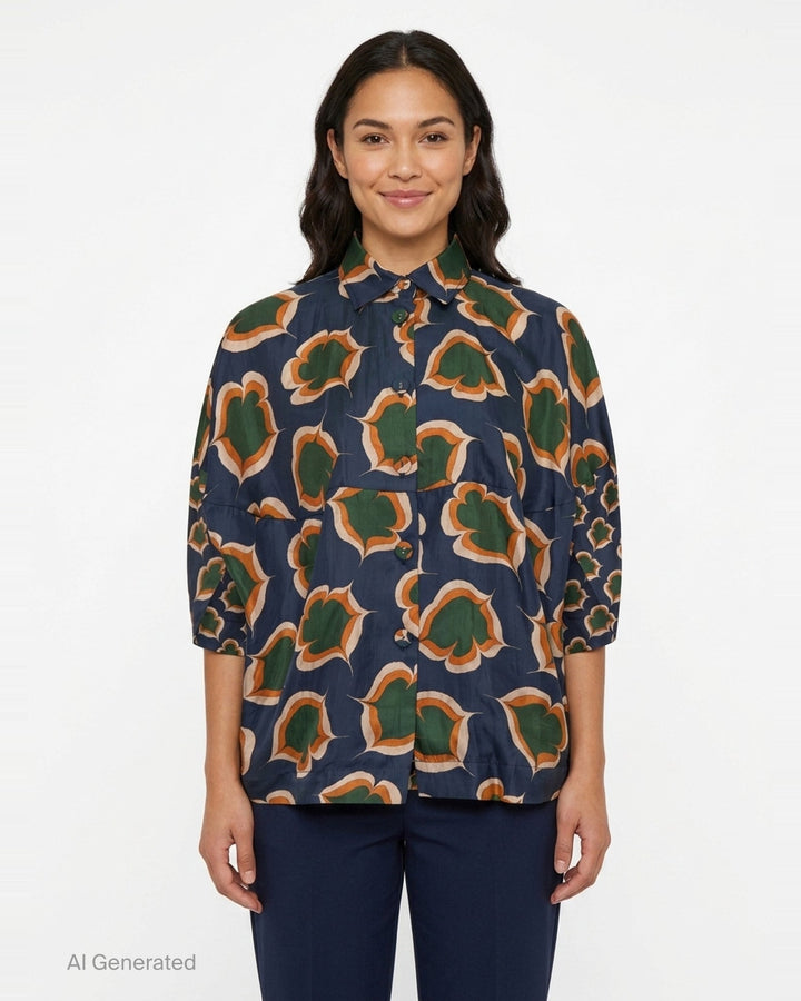 Silk Print Cape Blouse | Biyan | Club21 - front
