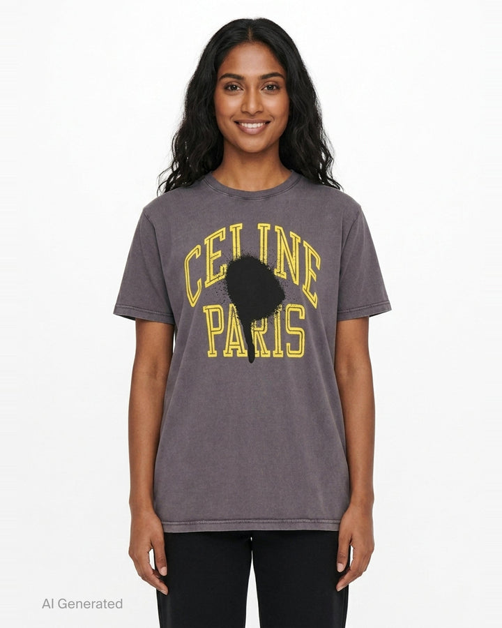 Celine Paris Graphic Tee | Black Score | Club21 - front