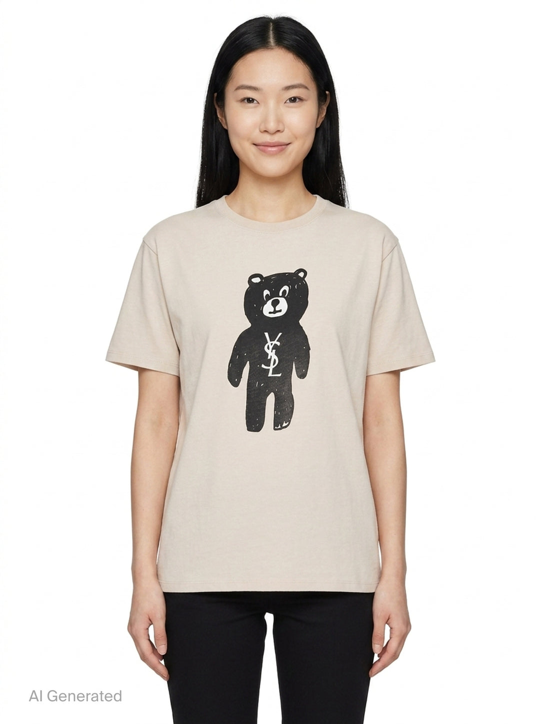 YSL Bear Graphic Tee | Black Score | Club21 - front