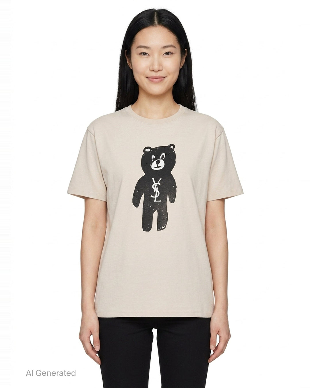 YSL Bear Graphic Tee | Black Score | Club21 - front