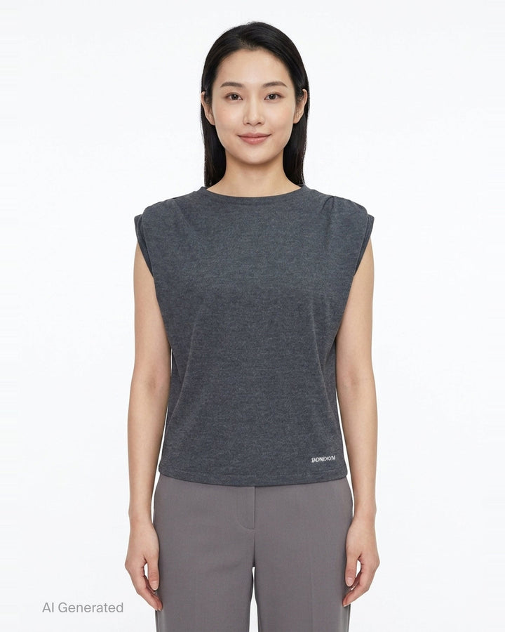 Shoulder-Tuck Sleeveless Sweat | Bonbom | Club21 - front