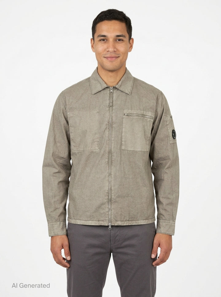Cotton Resined Zip Overshirt | C.P. Company | Club21 - front