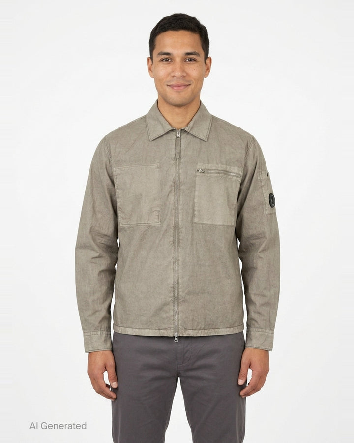 Cotton Resined Zip Overshirt | C.P. Company | Club21 - front