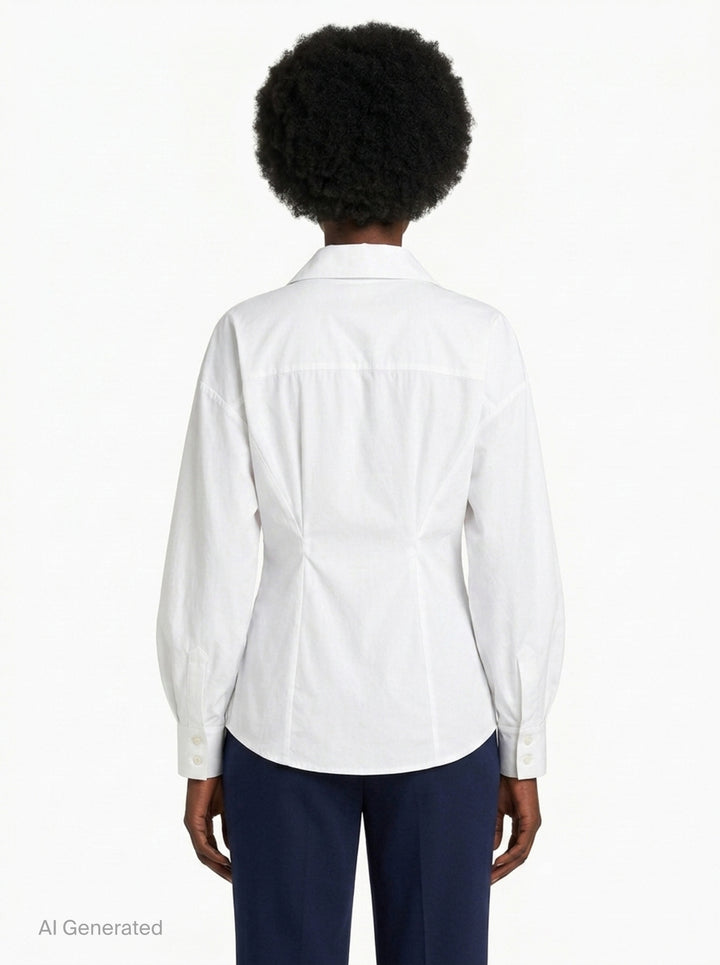Fitted Waist Long Sleeve Collared Shirt | Carolina Herrera | Club21 - back