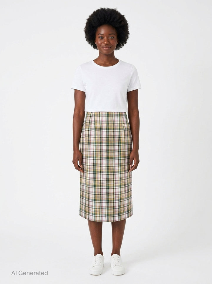 Plaid Midi Pencil Skirt | Carolina Herrera | Club21 - front