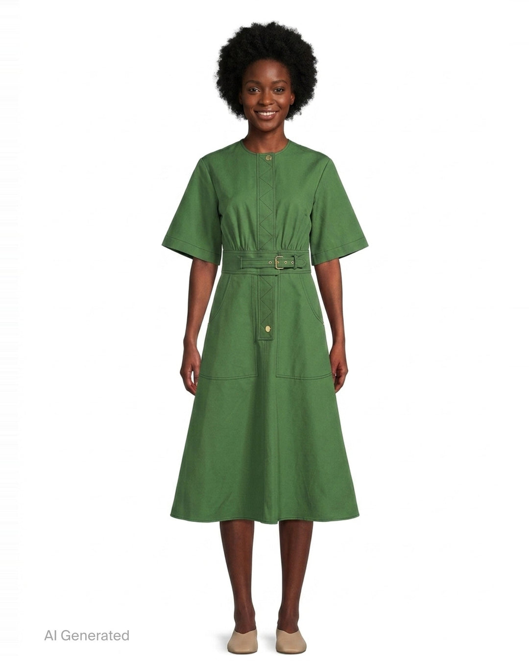 Short Sleeve Crew Neck A-Line Dress | Carolina Herrera | Club21 - front