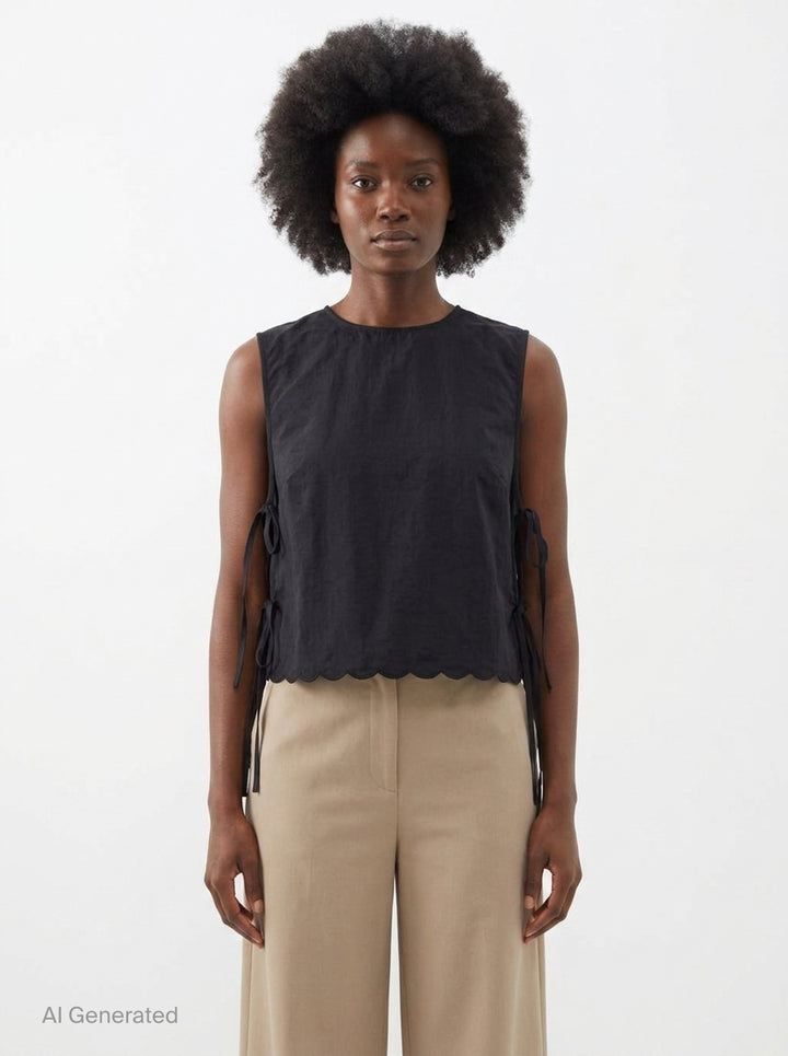 Embroidered Taffeta Lace-Up Top | Cecilie Bahnsen | Club21 - front