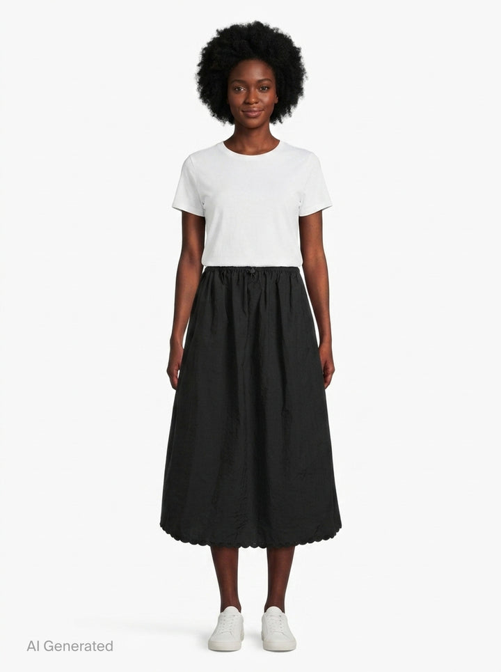 Embroidered Taffeta Midi Skirt | Cecilie Bahnsen | Club21 - front