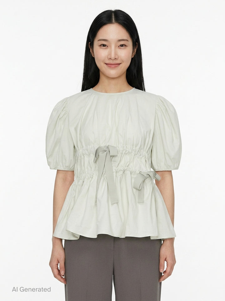 Freya Cotton Peplum Top | Cecilie Bahnsen | Club21 - front