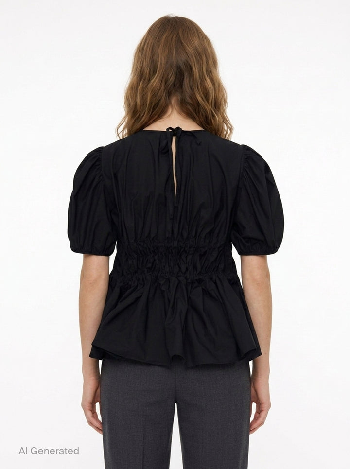 Freya Cotton Puff Sleeve Top | Cecilie Bahnsen | Club21 - back