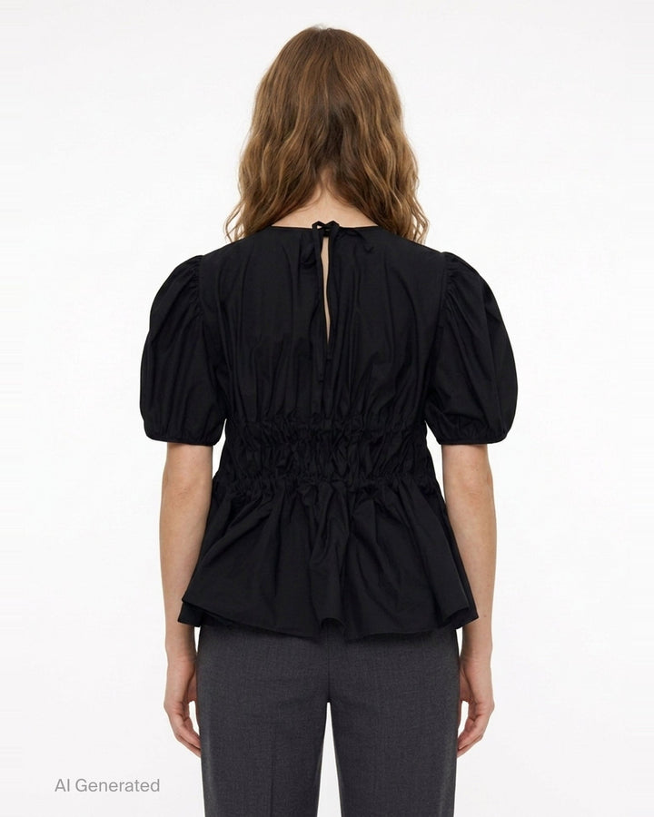 Freya Cotton Puff Sleeve Top | Cecilie Bahnsen | Club21 - back