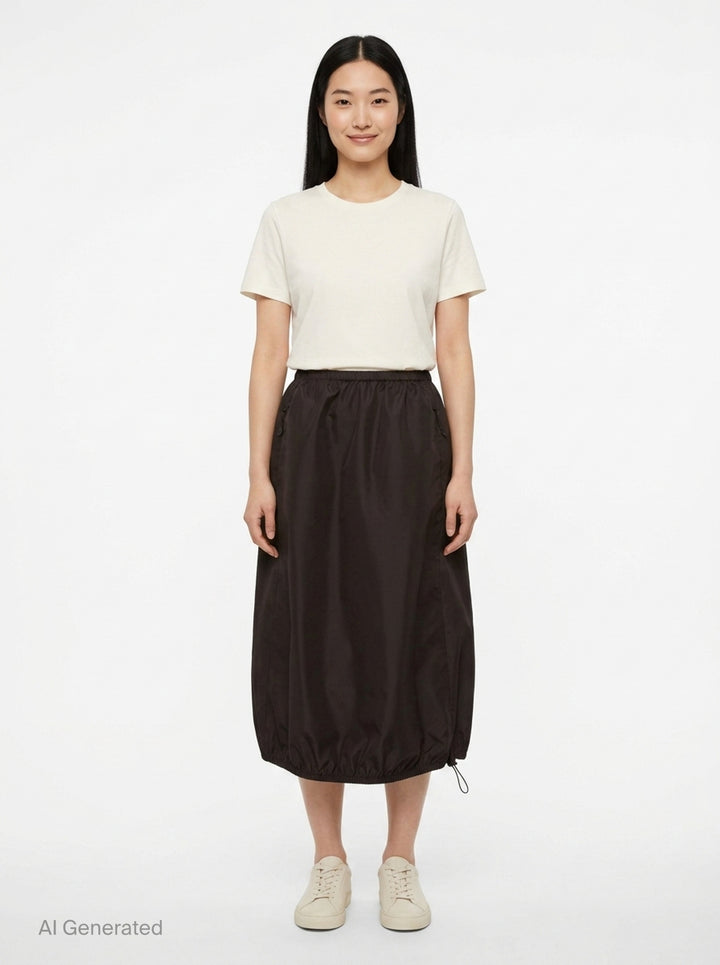 Recycled Faille Midi Skirt | Cecilie Bahnsen | Club21 - front
