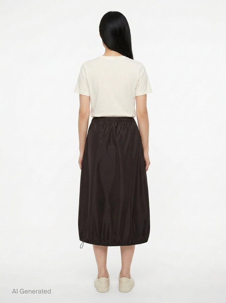Recycled Faille Midi Skirt | Cecilie Bahnsen | Club21 - back
