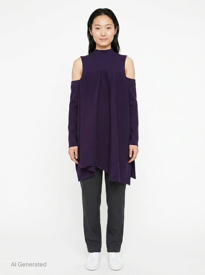 Pottery Crease Asymmetric Knit Dress | CFCL | Club21 - front