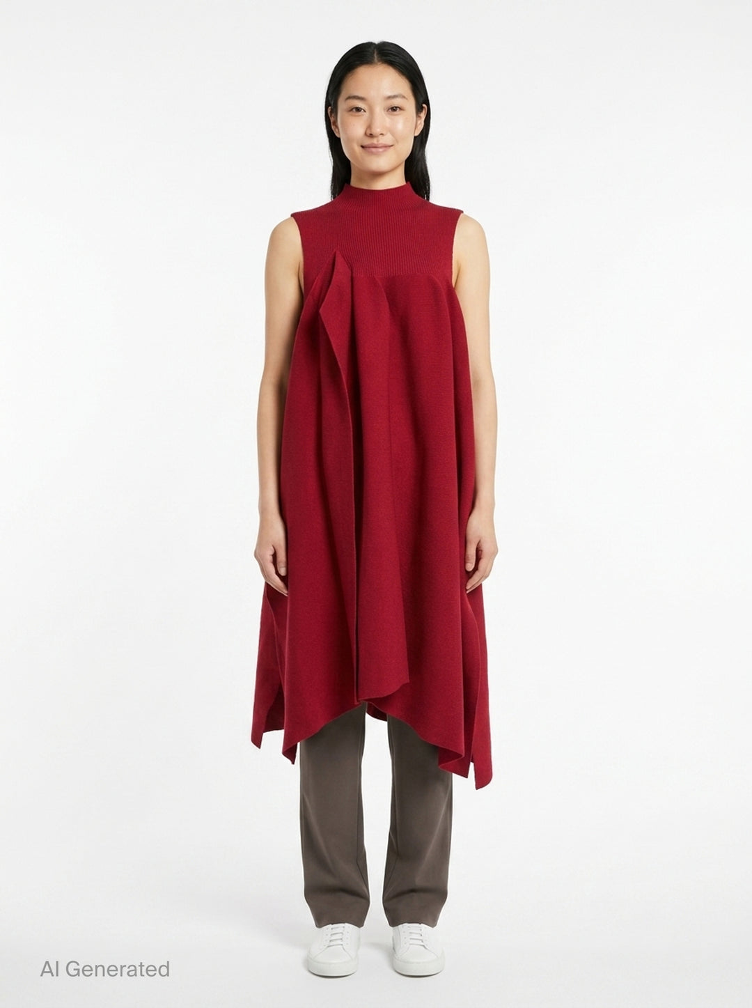 Pottery Crease Asymmetric Knit Dress | CFCL | Club21 - front