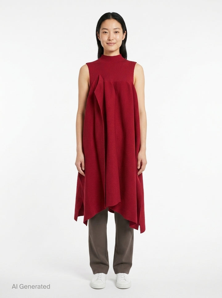 Pottery Crease Asymmetric Knit Dress | CFCL | Club21 - front