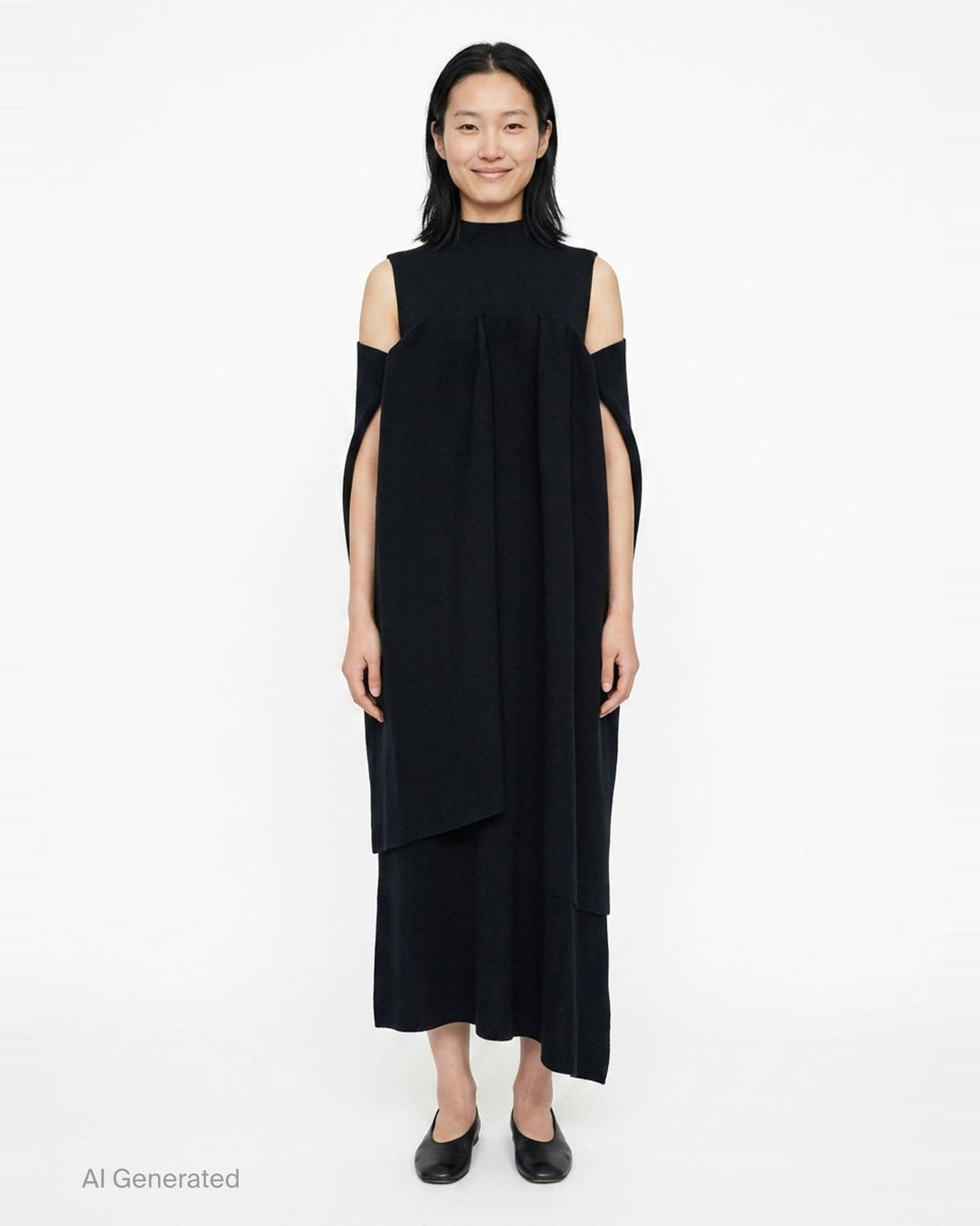 Pottery Crease Asymmetric Knit Dress | CFCL | Club21 - front
