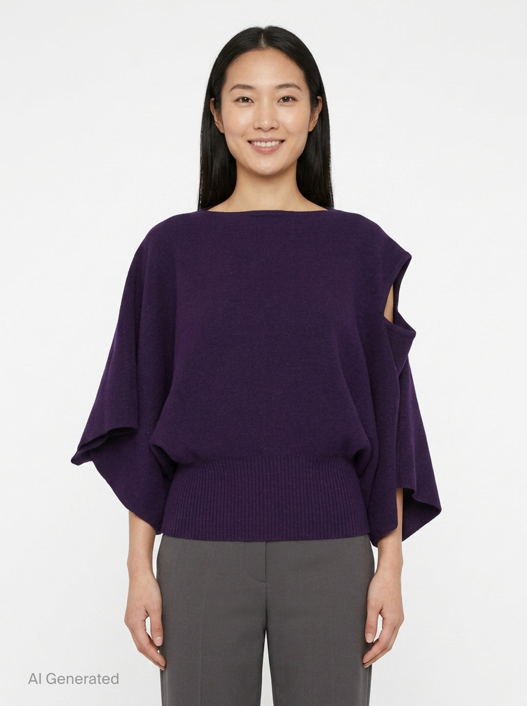 Pottery Crease Glitter Asymmetric Knit Top | CFCL | Club21 - front