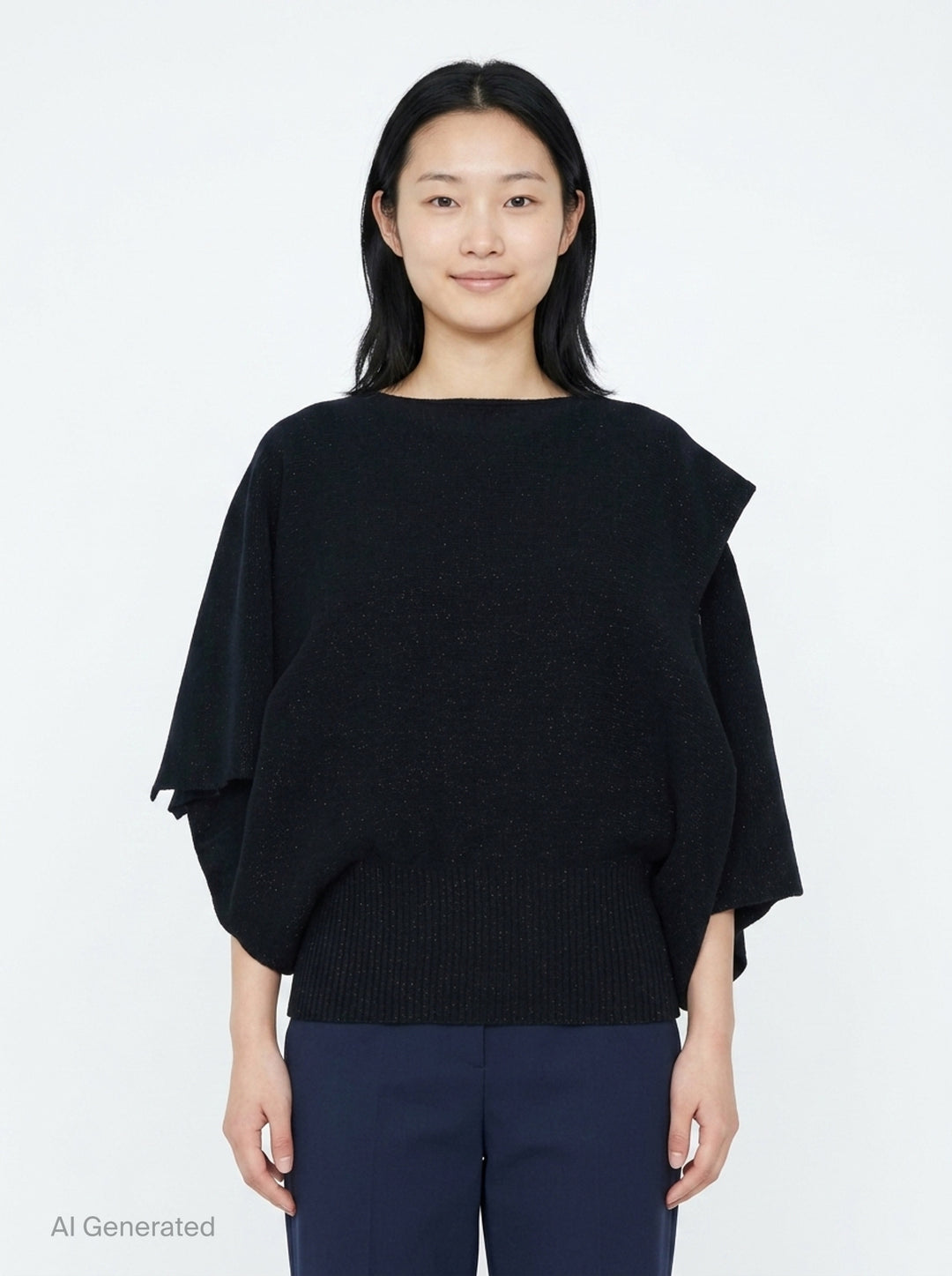 Pottery Crease Glitter Asymmetric Knit Top | CFCL | Club21 - front