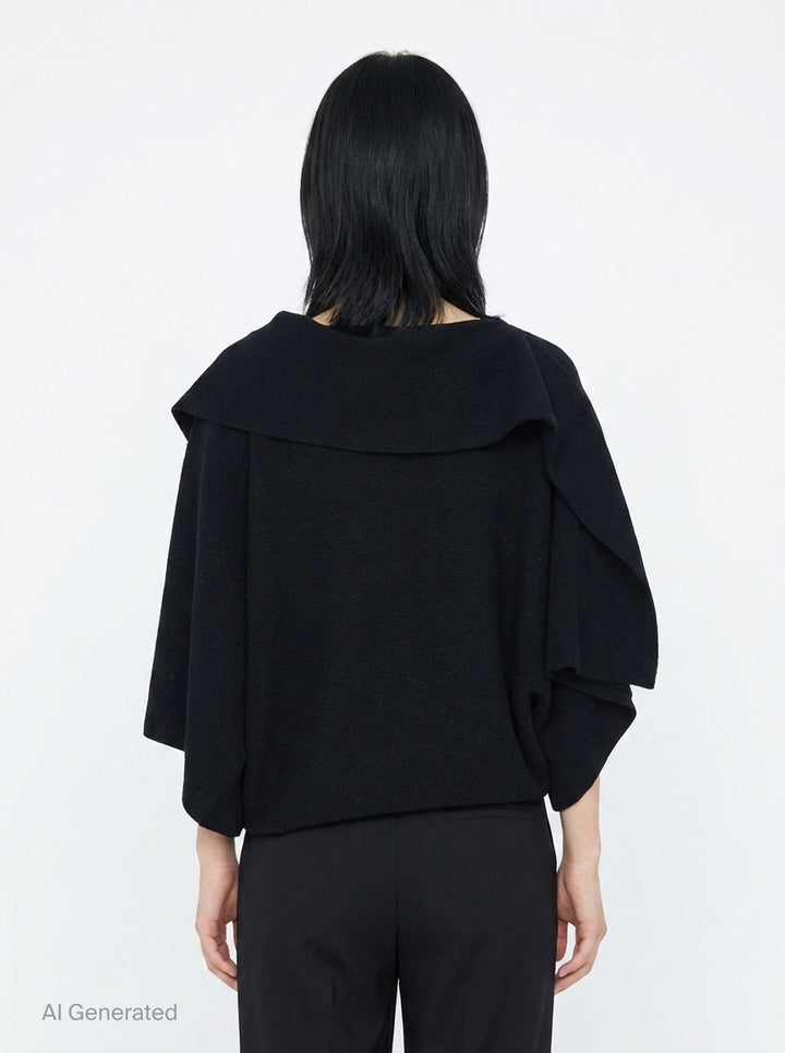Pottery Crease Glitter Asymmetric Knit Top | CFCL | Club21 - back