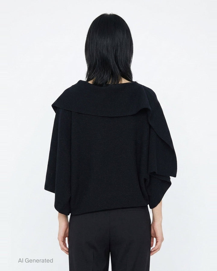 Pottery Crease Glitter Asymmetric Knit Top | CFCL | Club21 - back