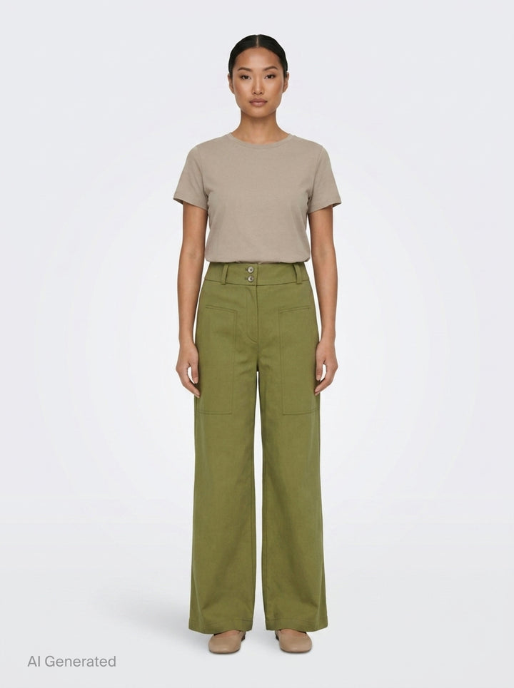 Adele Wide-Leg Nylon Cotton Pants | Club21 Collection | Club21 - front