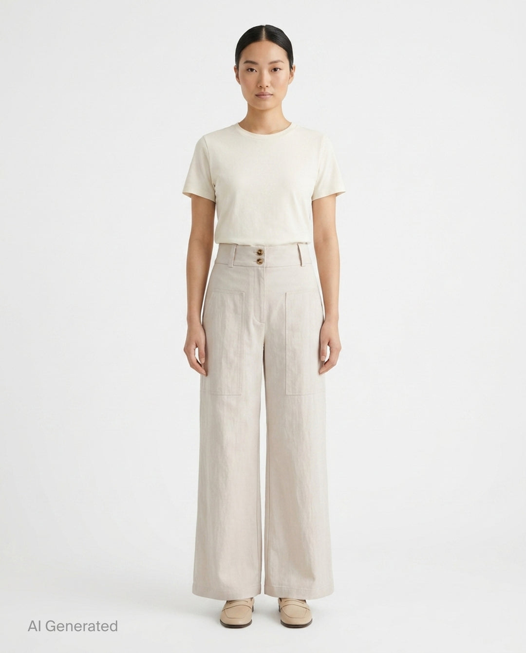 Adele Wide-Leg Nylon Cotton Pants | Club21 Collection | Club21 - front