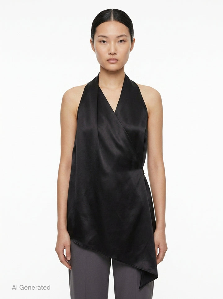 Asymmetric Wrap Satin Top | Club21 Collection | Club21 - front