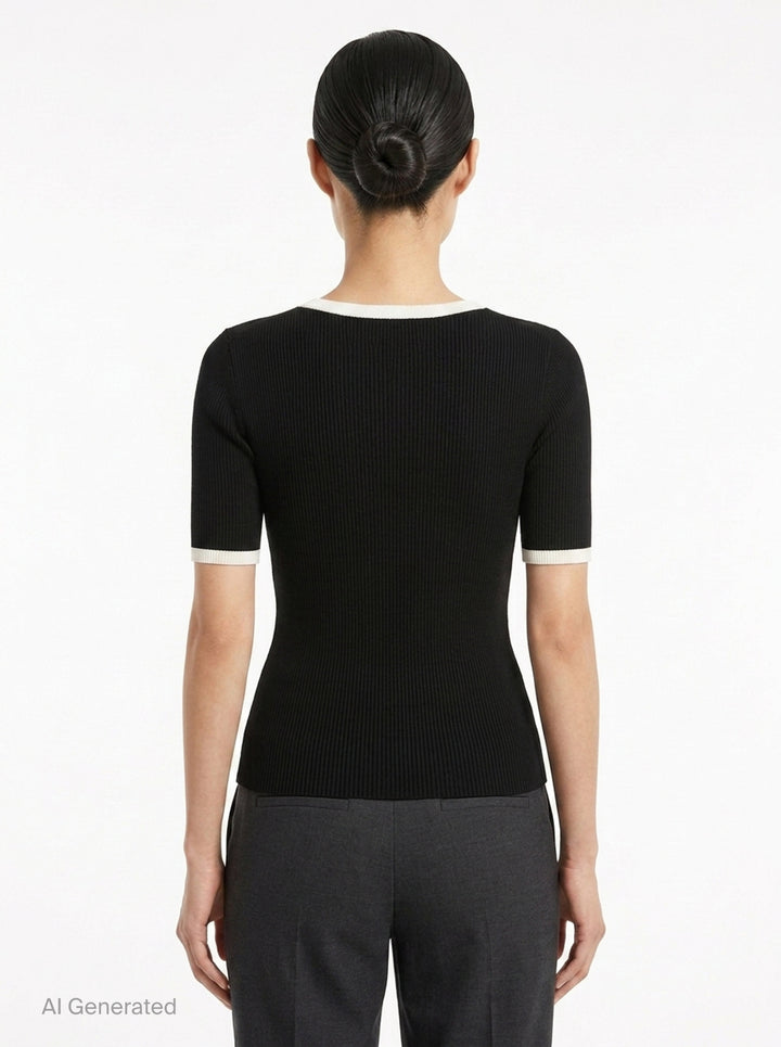 Silk Cotton Short Sleeve Sweater | Club21 Collection | Club21 - back