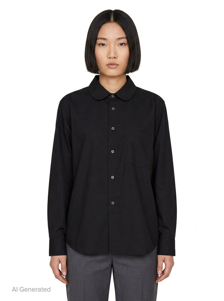Cotton Broad Long Sleeve Shirt | Comme des Garçons BLACK | Club21 - front