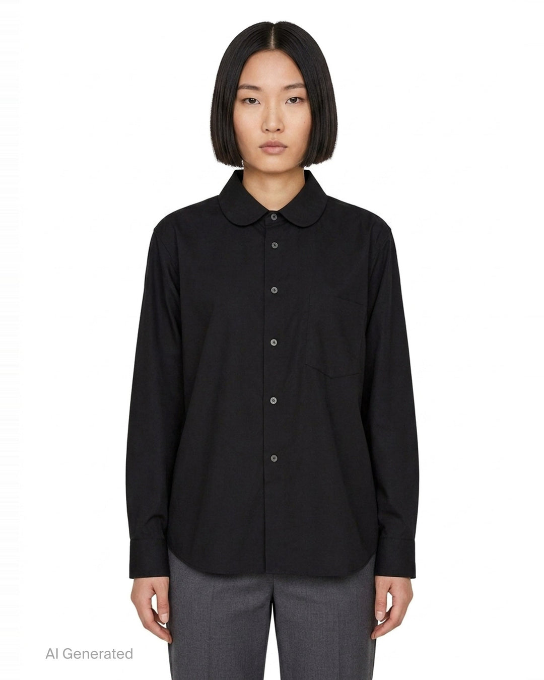 Cotton Broad Long Sleeve Shirt | Comme des Garçons BLACK | Club21 - front