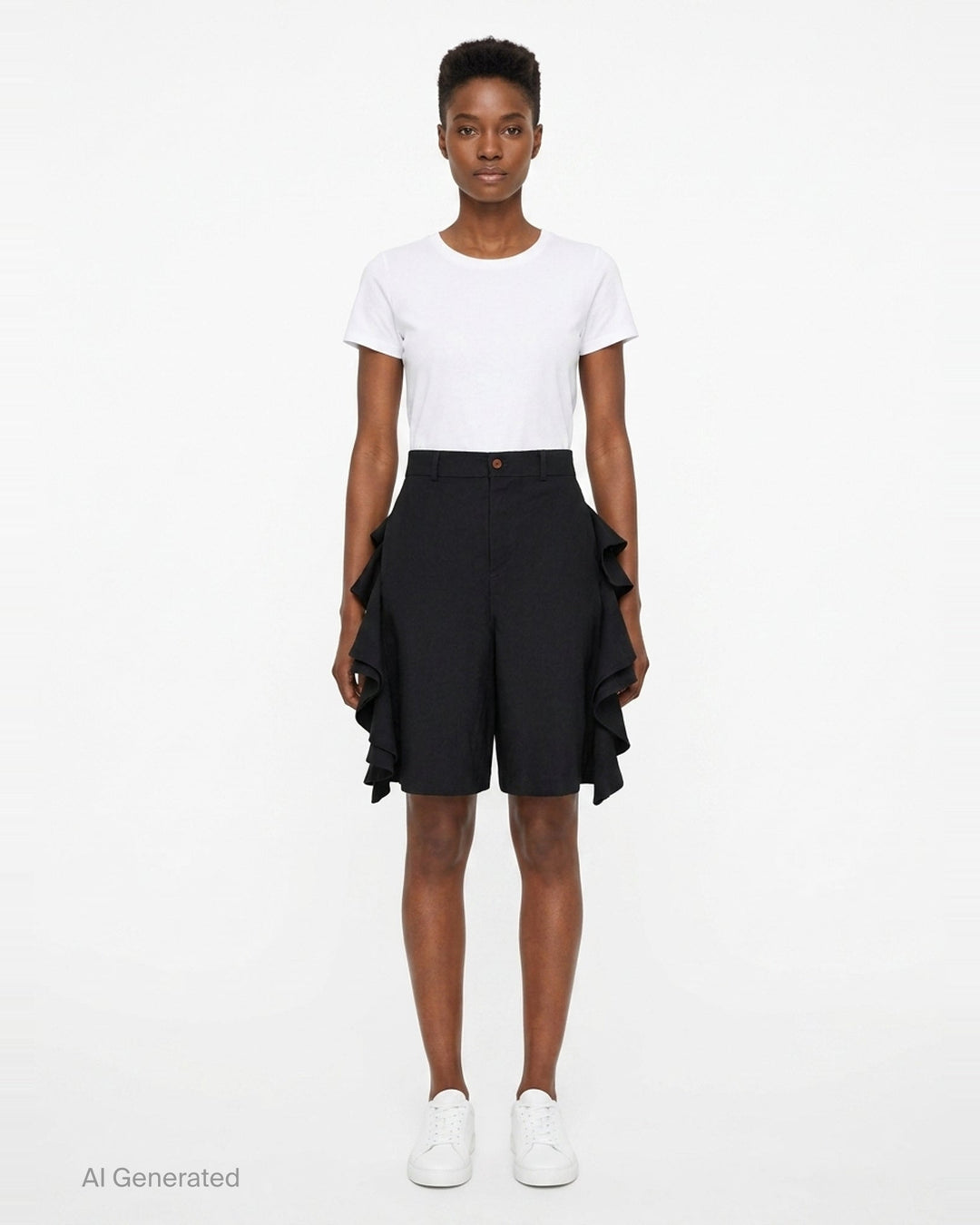 Gabardine Ruffle Shorts | Comme des Garçons Black | Club21 - front
