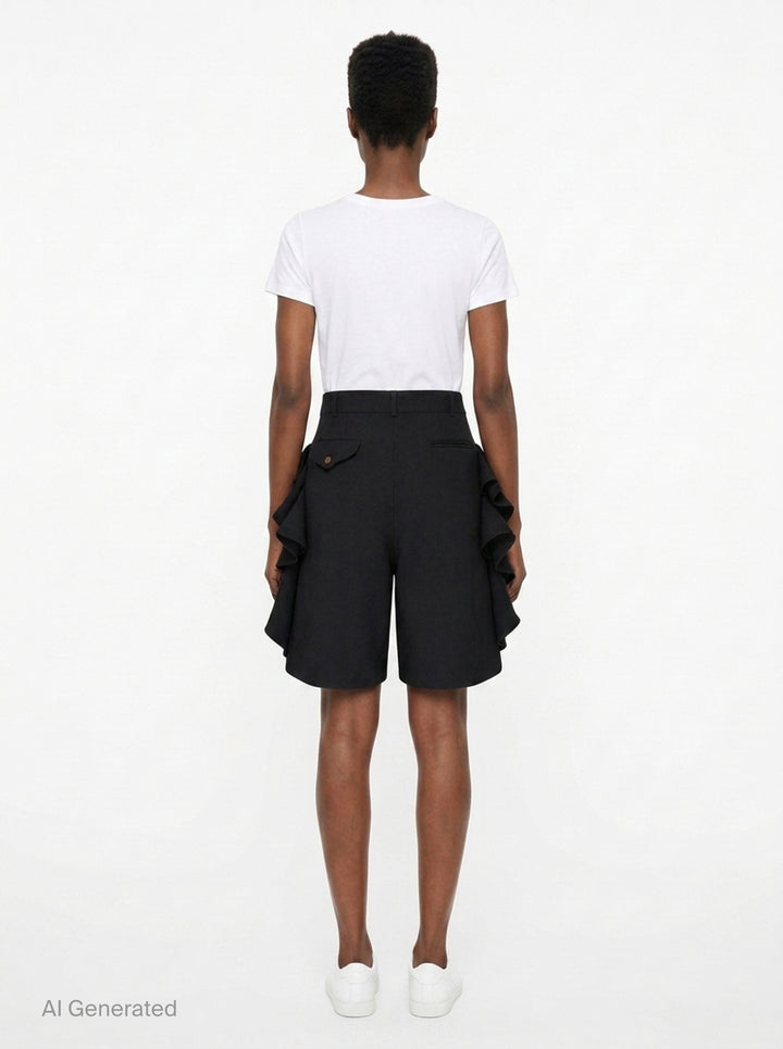 Gabardine Ruffle Shorts | Comme des Garçons Black | Club21 - back