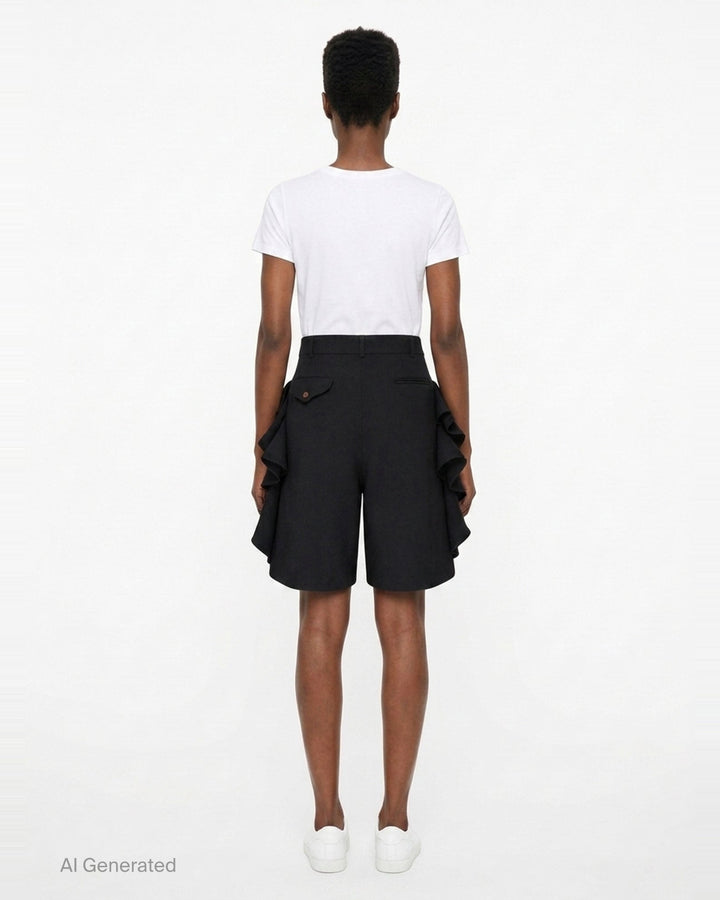 Gabardine Ruffle Shorts | Comme des Garçons Black | Club21 - back