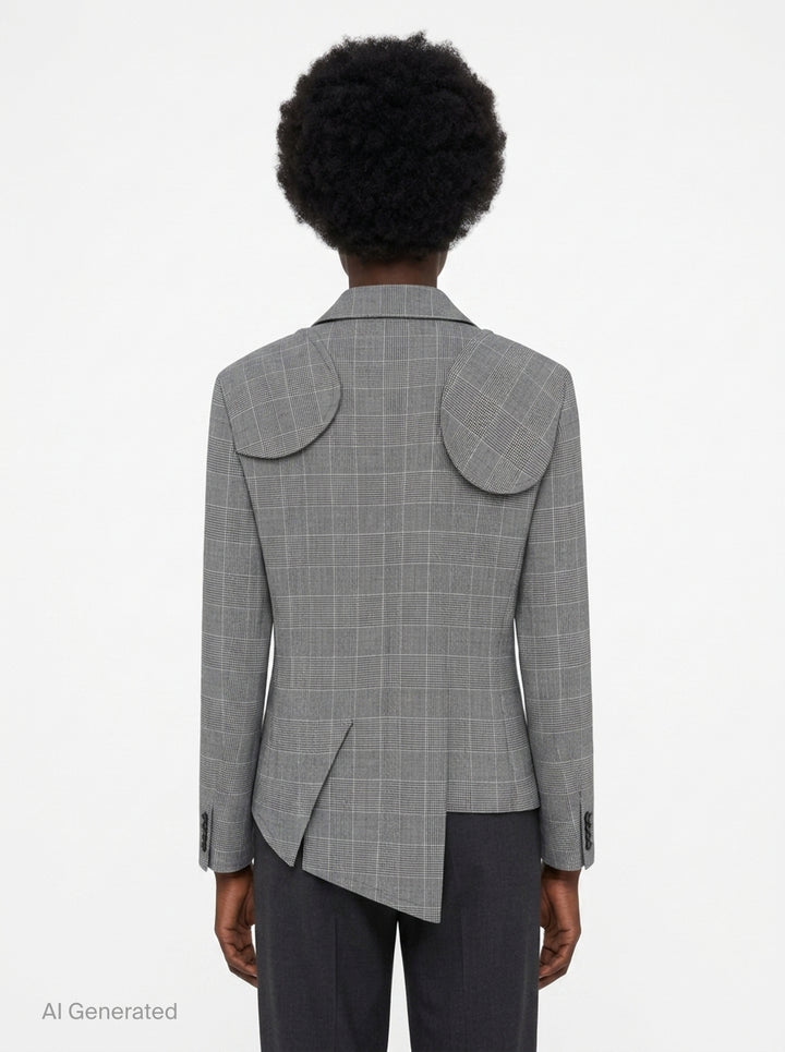 Glen Check Asymmetric Blazer | Comme des Garçons BLACK | Club21 - back