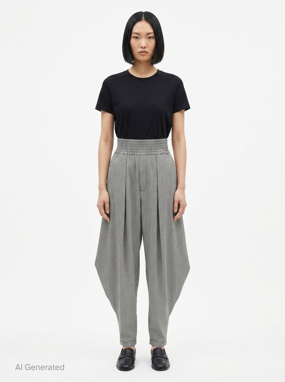 Houndstooth Wide-Leg Pants | Comme des Garçons Black | Club21 - front